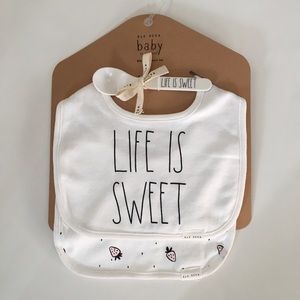 NEW Rae Dunn Baby Bibs & Spoon Set “Life is Sweet” Strawberry Theme